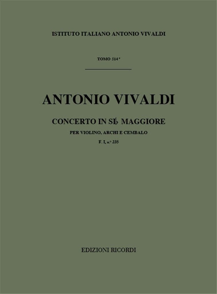 Concerti Per Vl., Archi E B.C.: In Si Bem. Rv 381